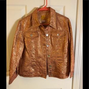 Girl’s Ruby Rd. Metallic Peach jacket, Size 10, snap front